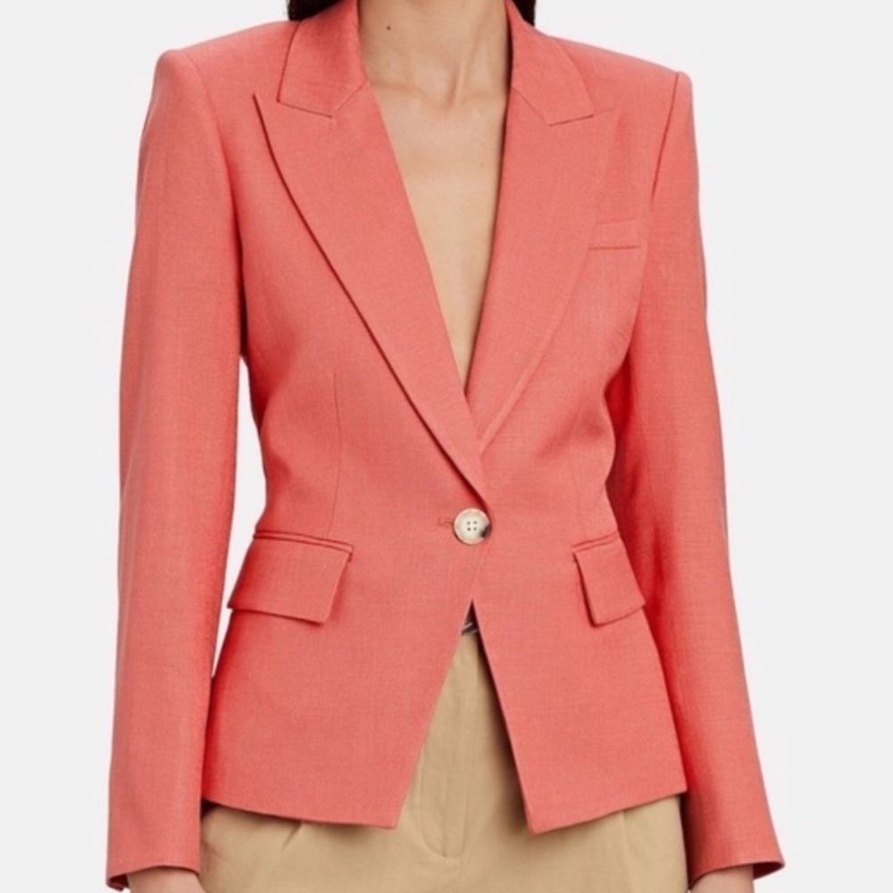 Kenar Coral Pink Single-Button Blazer